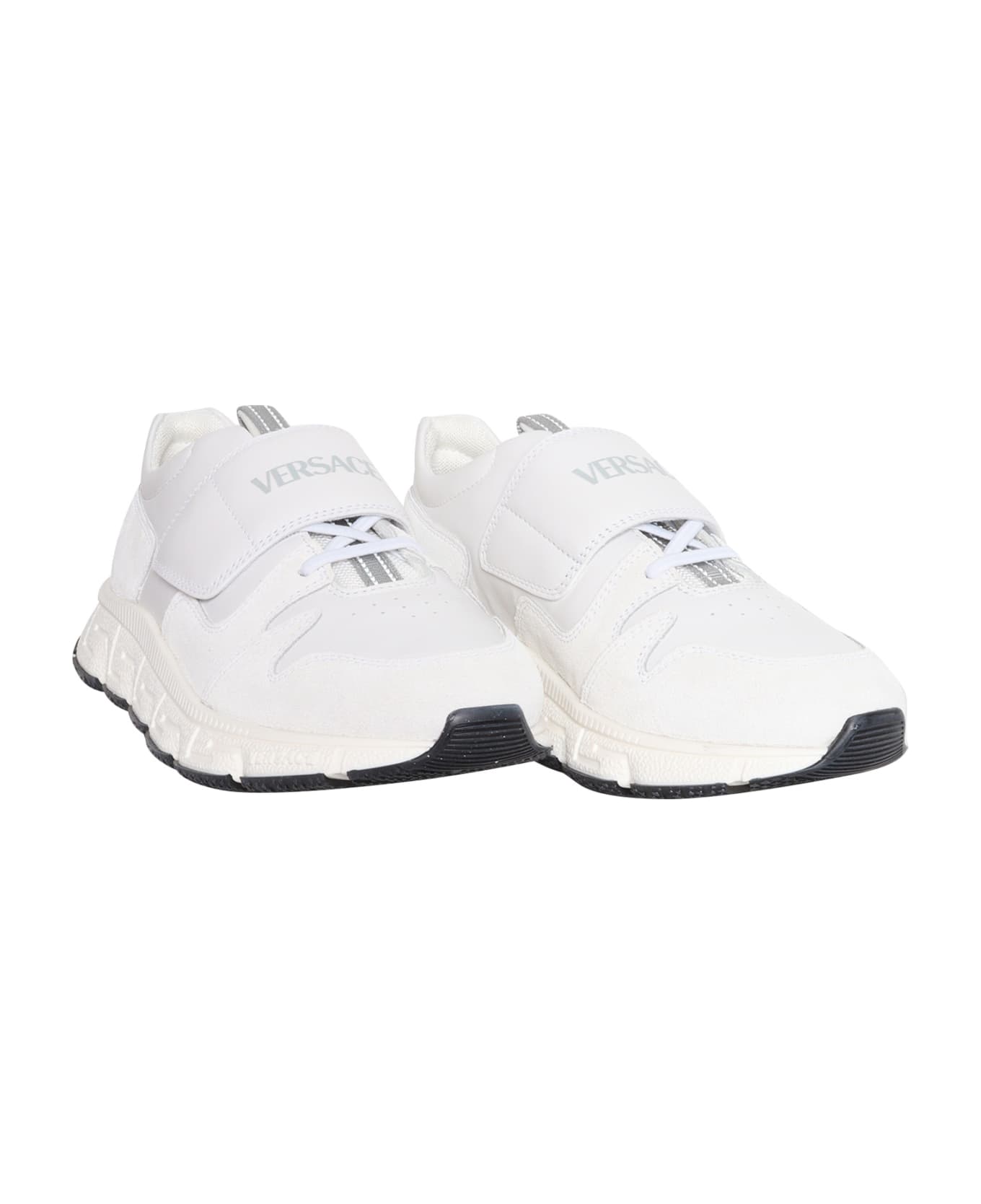 Versace White Leather Sneakers - WHITE