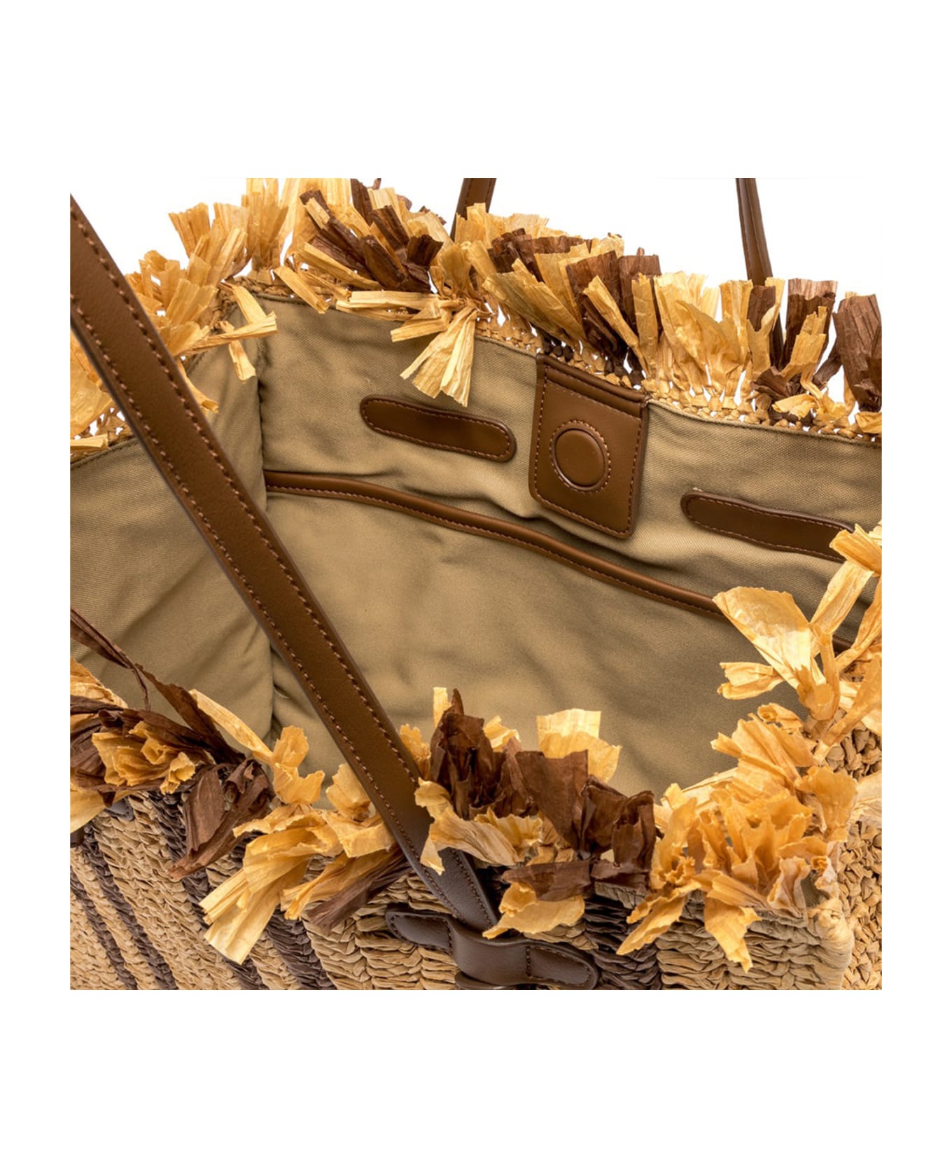 Gianni Chiarini Marcella Shopping Bag With Straw Effect - CAFFE