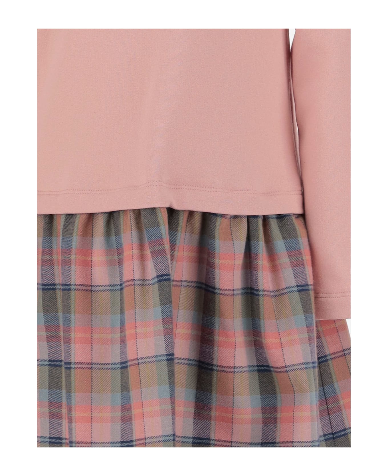 Nicoletta Fanna Dress With Ruffle Collar And Check Skirt - Pink