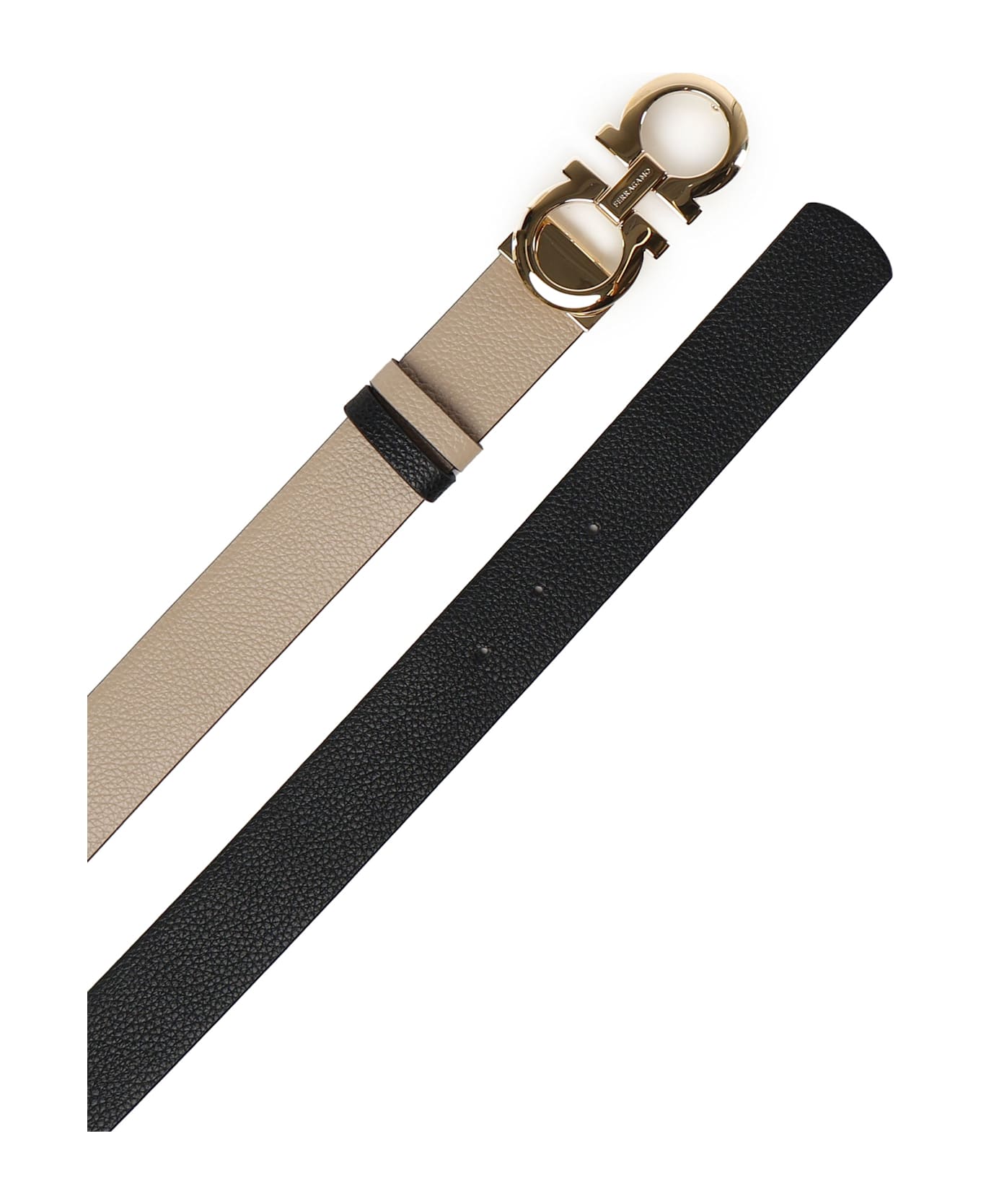 Ferragamo Gancini Reversible And Adjustable Belt - Beige