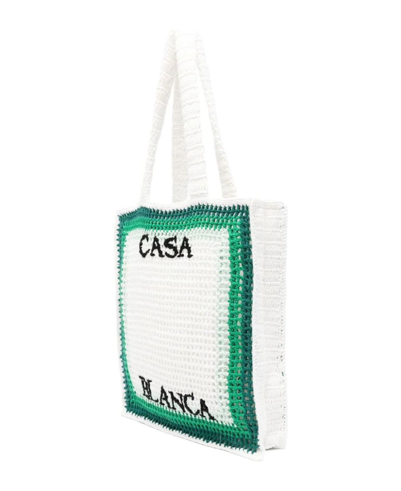 Casablanca White And Green Tennis Crochet Bag - White