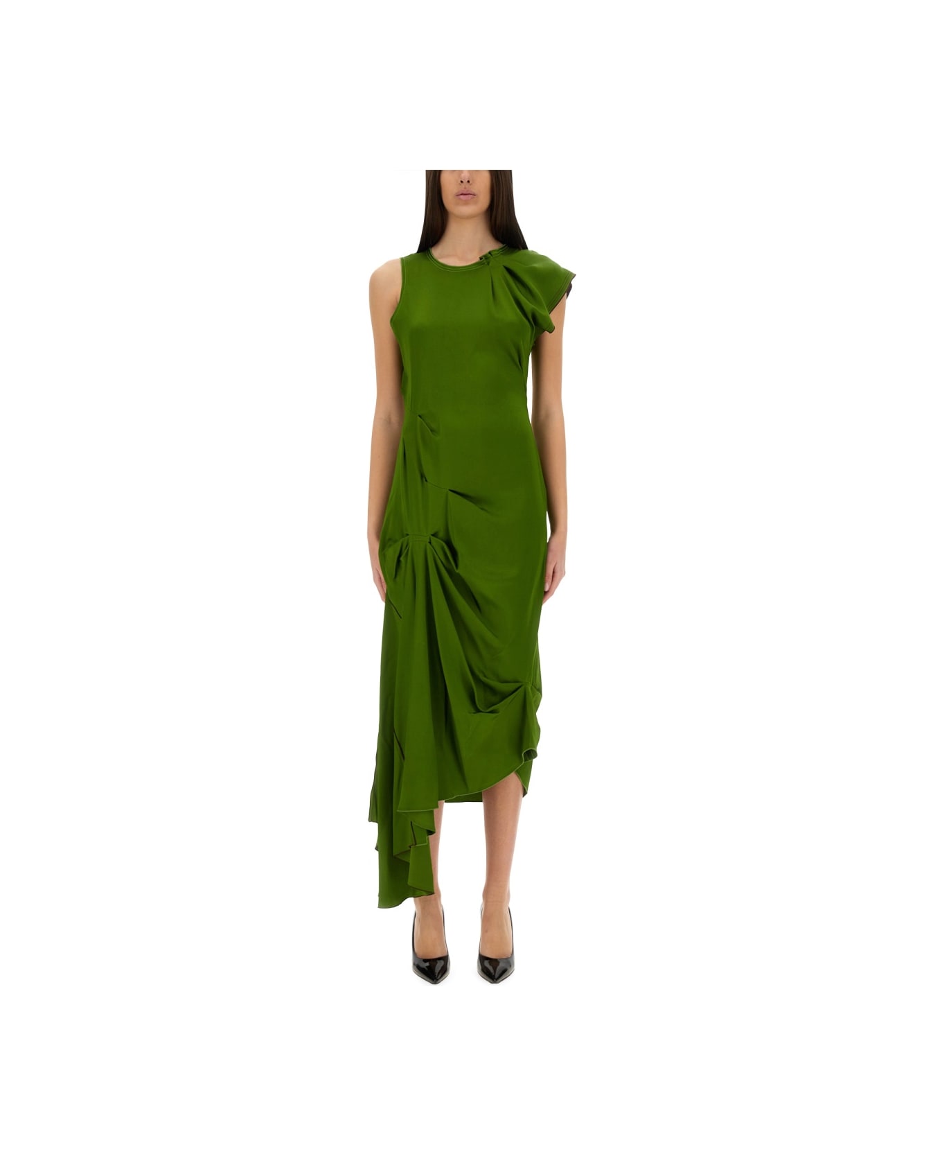 Victoria Beckham Draped Midi Dress - GREEN