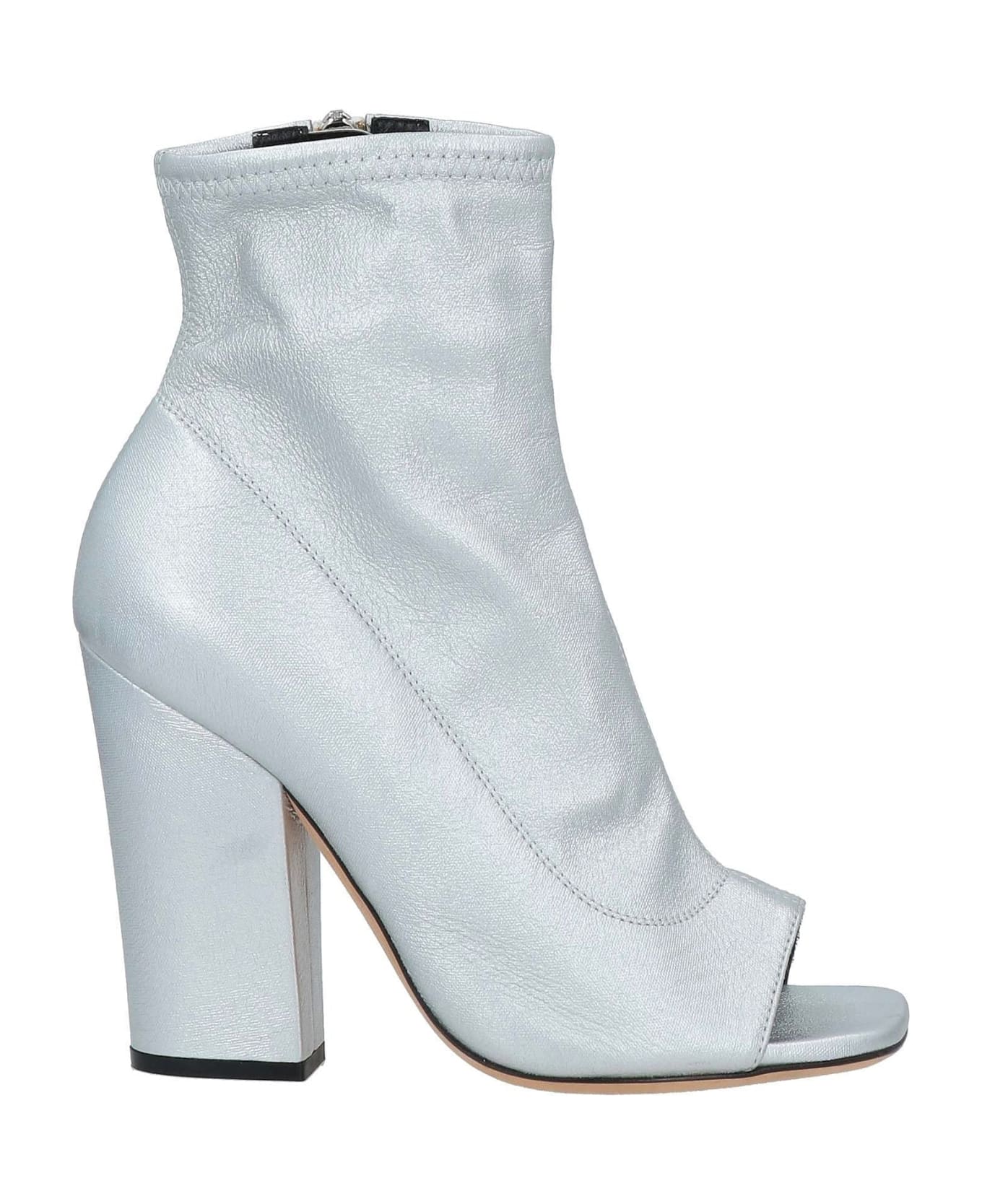 Sergio Rossi Laminated Ankle Boots - Silver