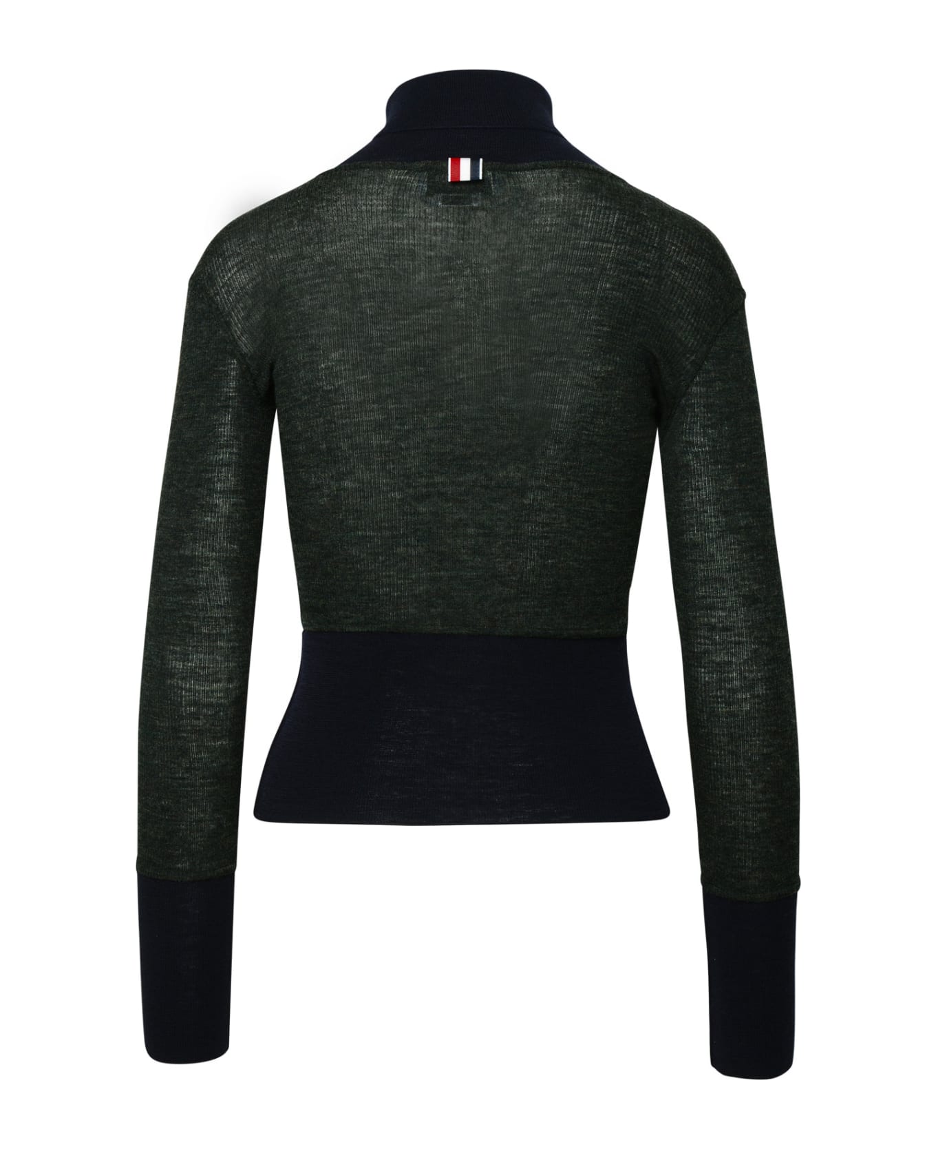 Thom Browne Green And Black Wool Turtleneck Sweater - Green