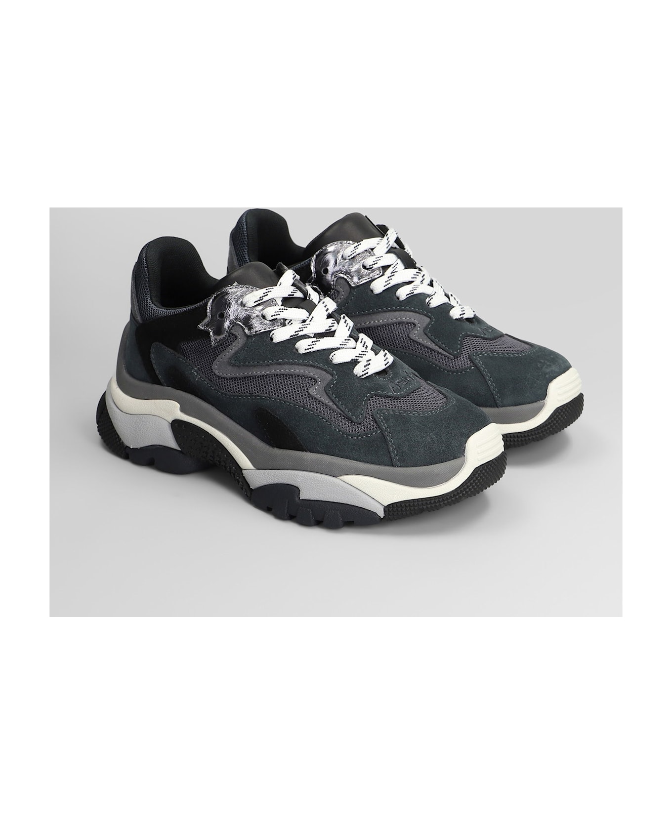 Ash Addict Sneakers In Grey Suede And Fabric - grey