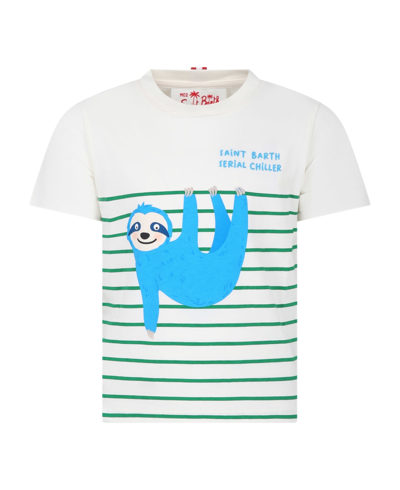 MC2 Saint Barth Ivory T-shirt For Kids With Sloth Print - Ivory