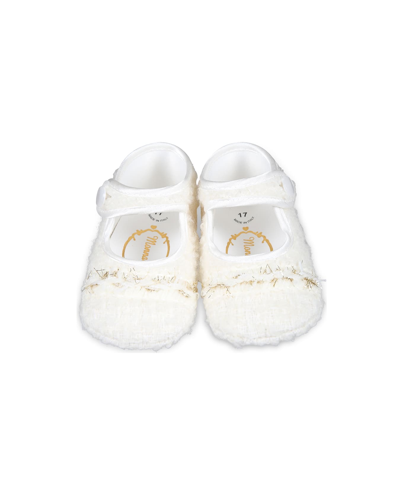 Monnalisa Ivory Ballet Flats For Baby Girl - Ivory シューズ