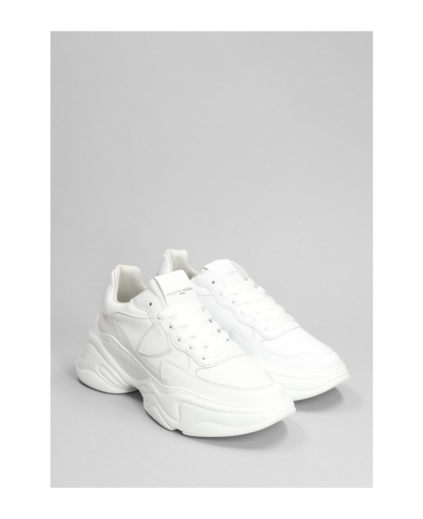 Philippe Model Rivoli Low Sneakers In White Leather - white
