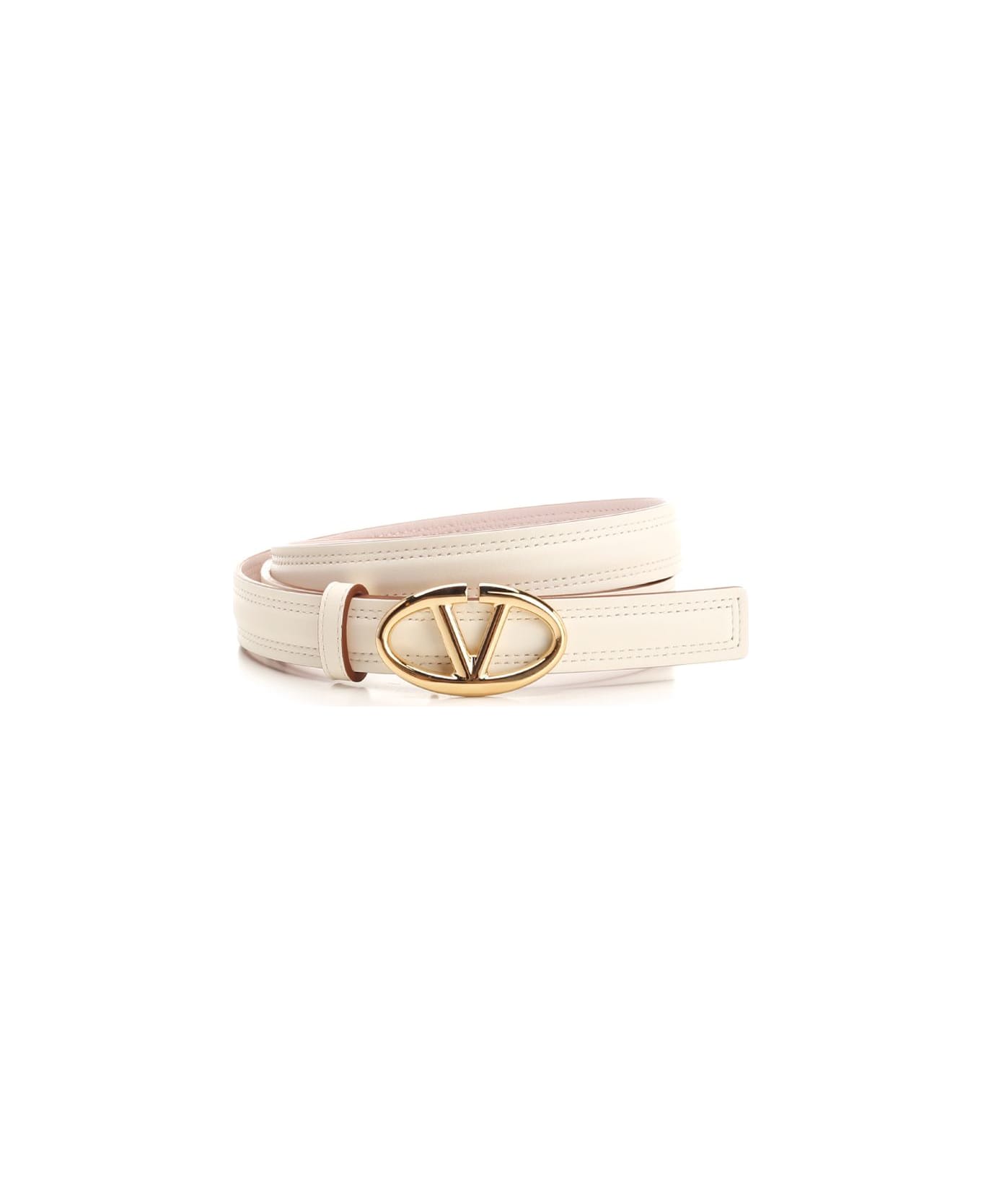 Valentino Garavani 'v Logo' Reversible Belt - White