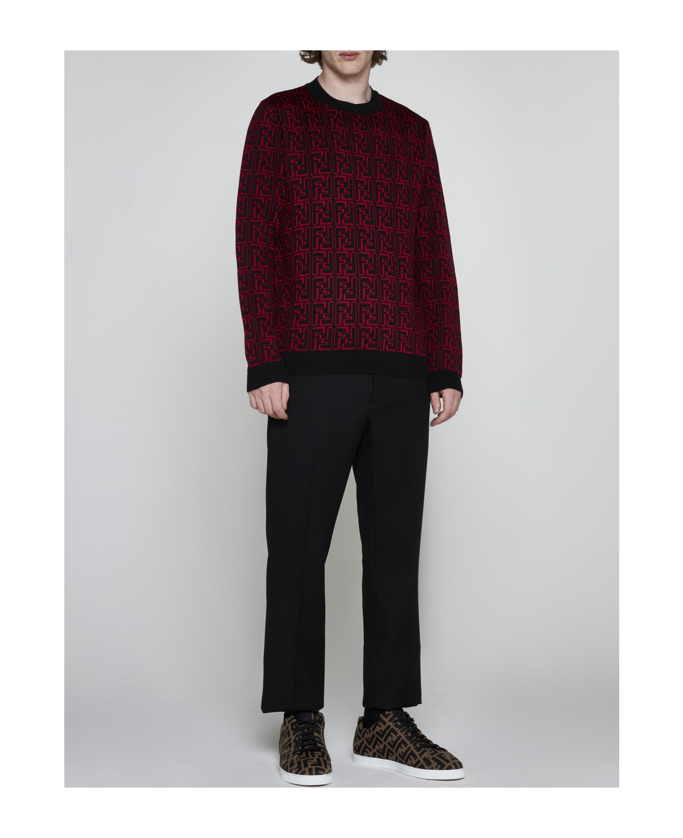 Fendi Ff Viscose-blend Sweater - RED