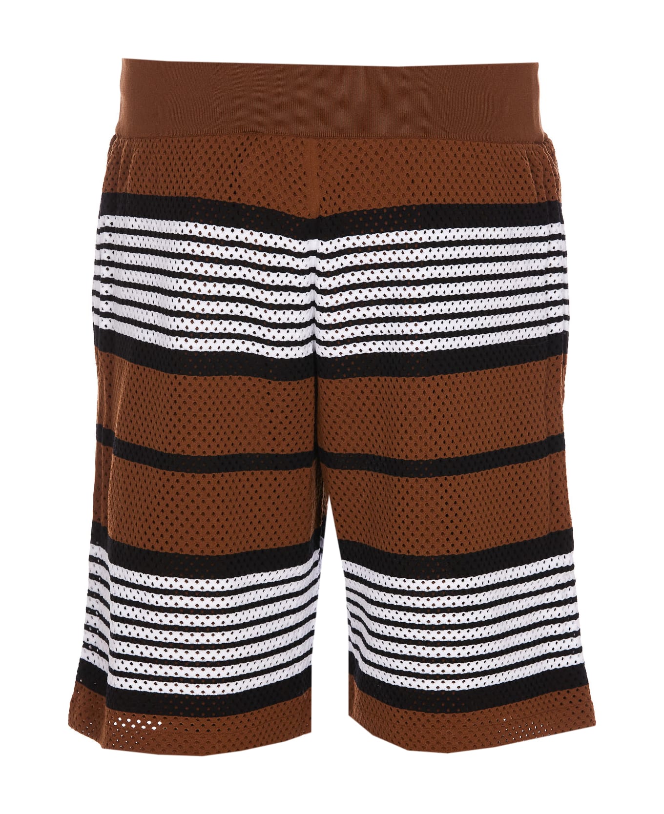 Burberry Stripe Print Shorts - Dark birch brown