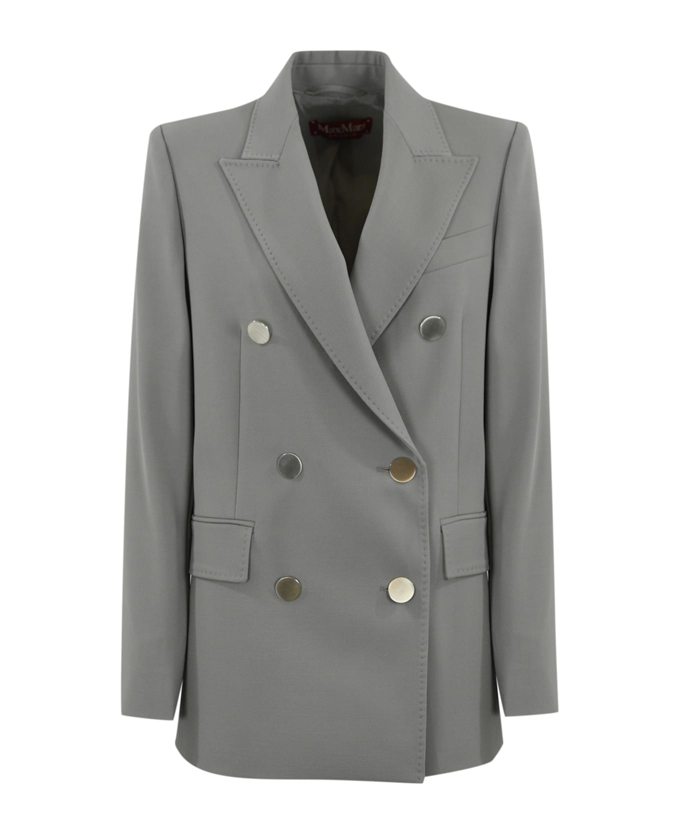 Max Mara Studio Edicola Blazer In Wool Crepe Satin - Grigio acciao
