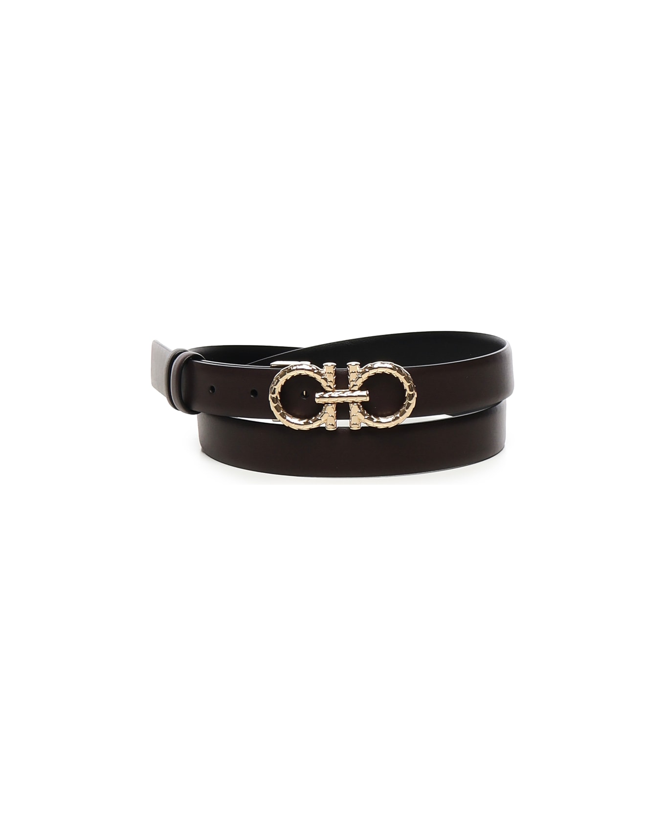 Ferragamo Gancini Adjustable And Reversible Belt - Brown