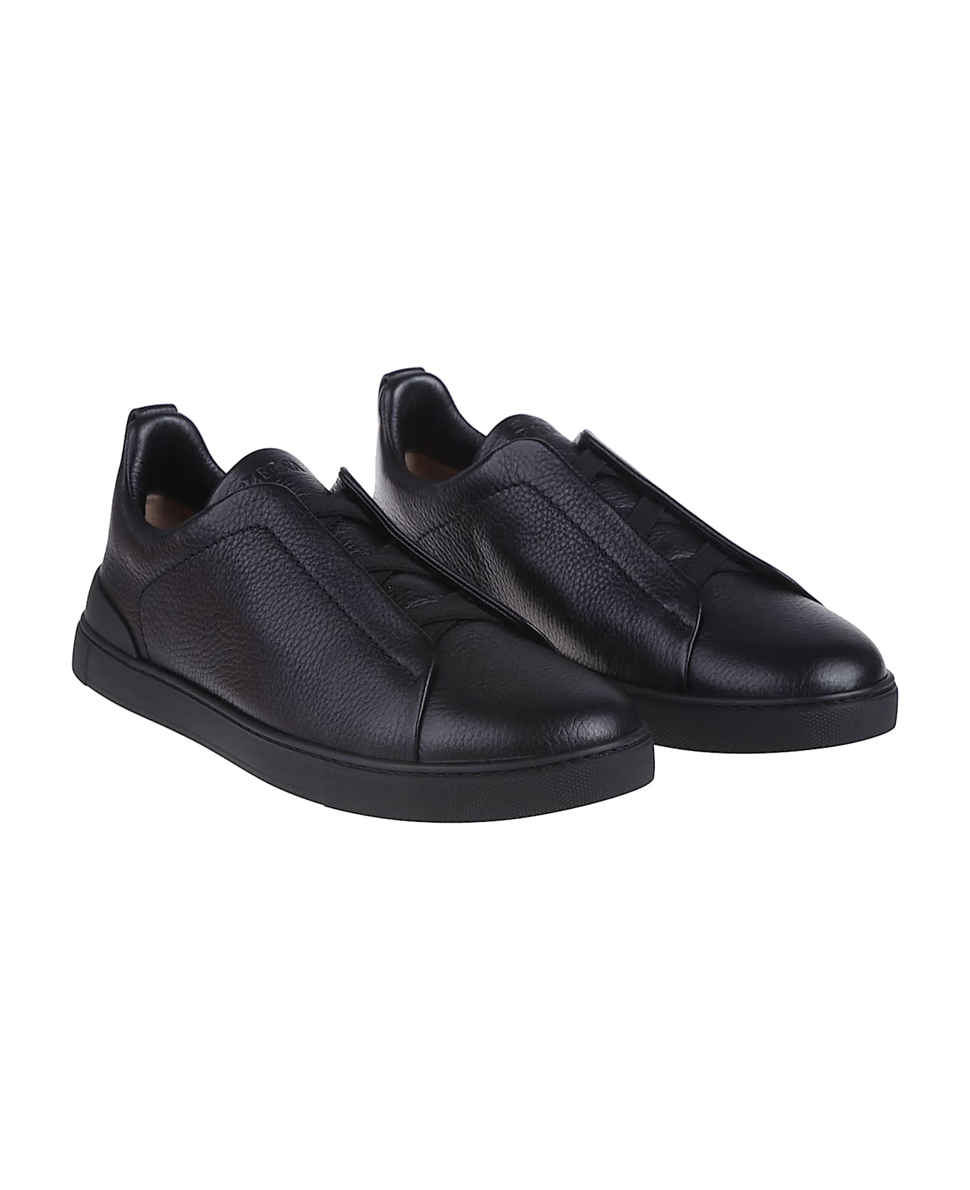 Zegna Triple Stitch Low Top Sneakers - Nee Nero