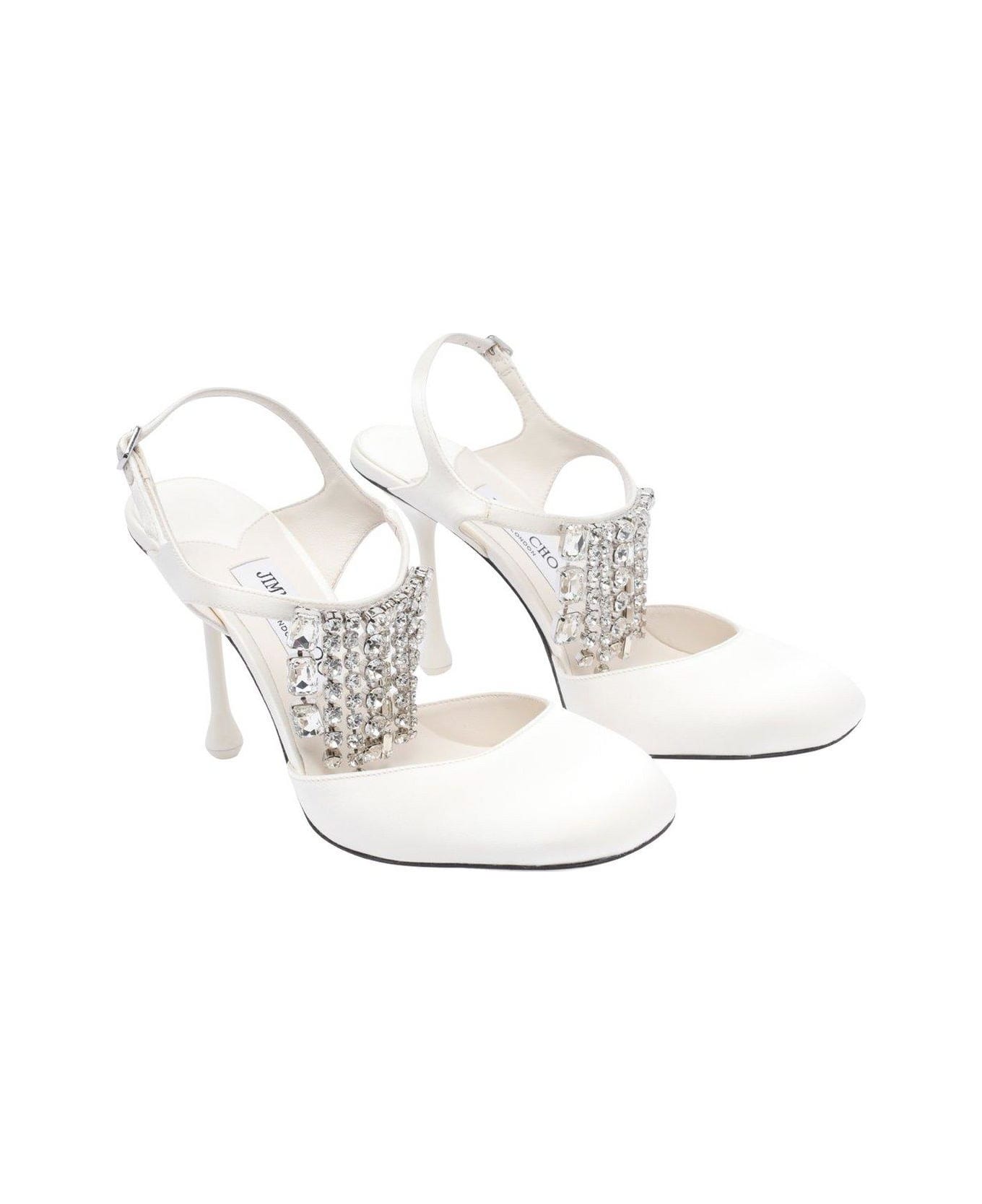 Jimmy Choo Verity 95 Embellished Pumps - White