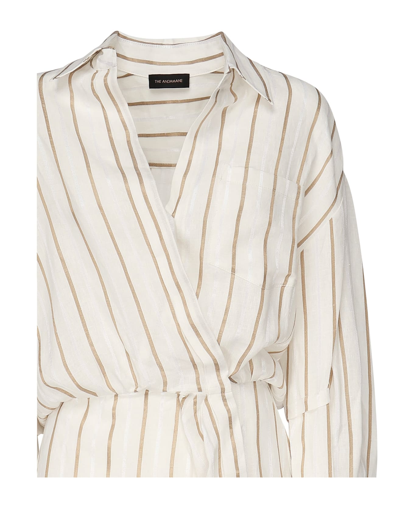 The Andamane Whitelotus Striped Short Dress - White