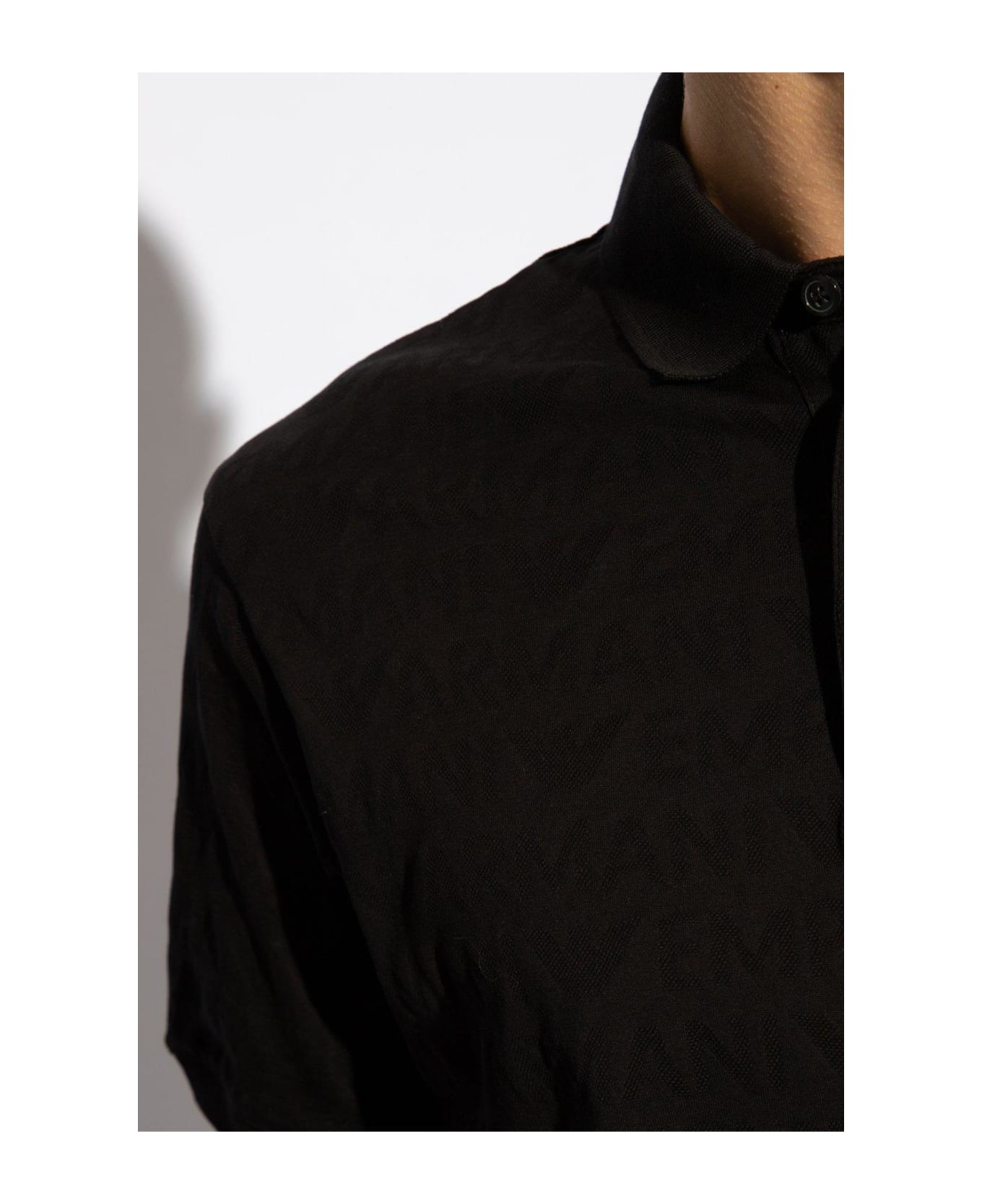 Emporio Armani Monogrammed Polo Shirt - Nero