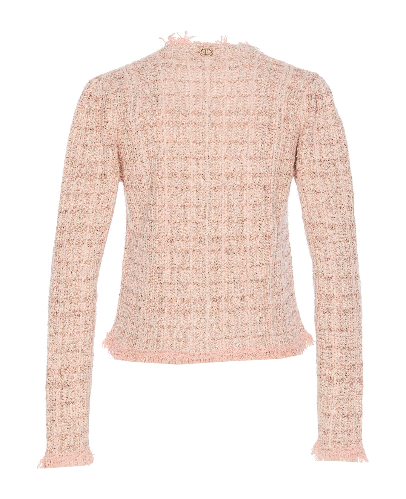 TwinSet Jacquard Lurex Knit Jacket - Pink
