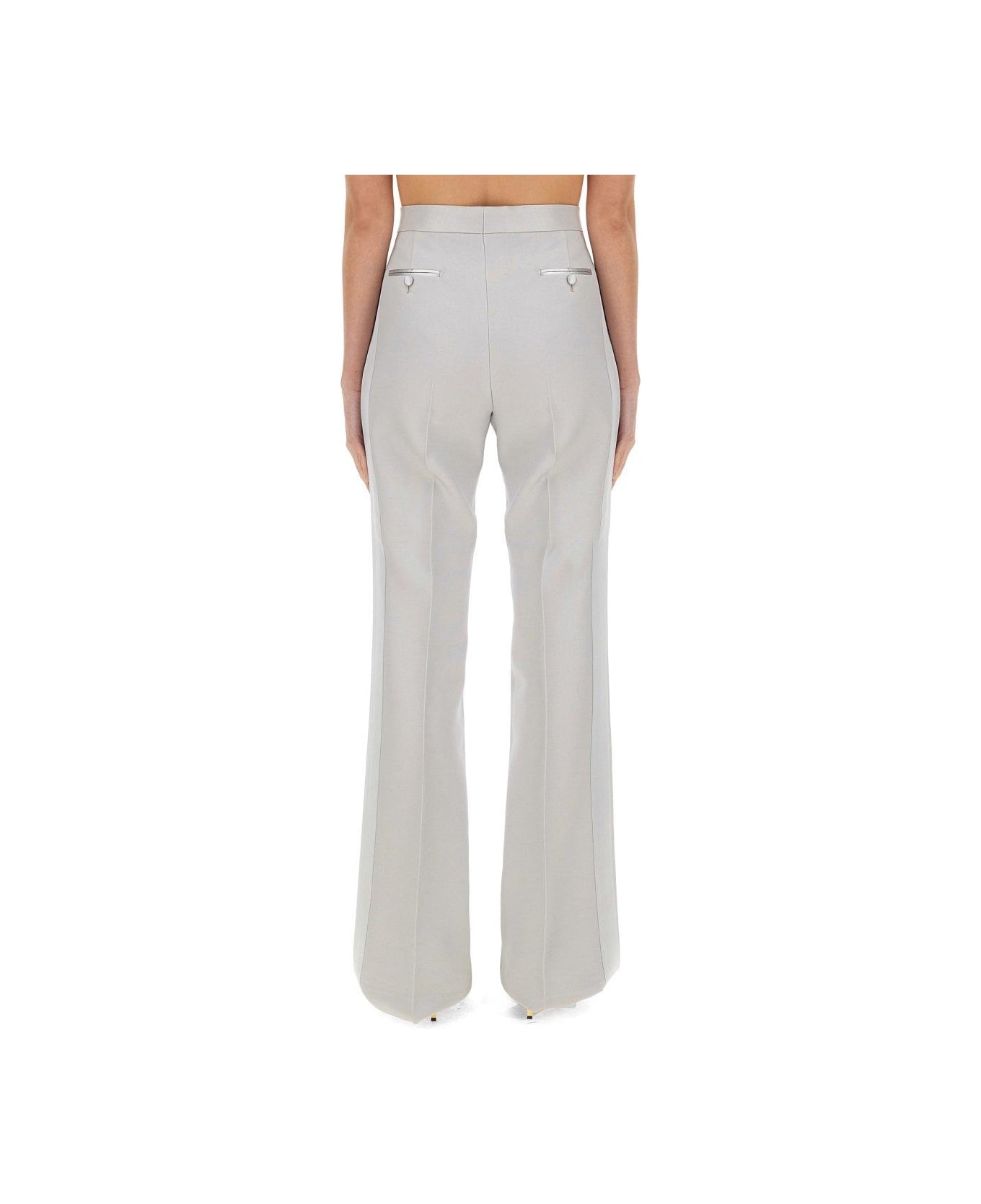 Tom Ford Lustrous Barathea Tailored Tuxedo Wide Leg Pants - GREY