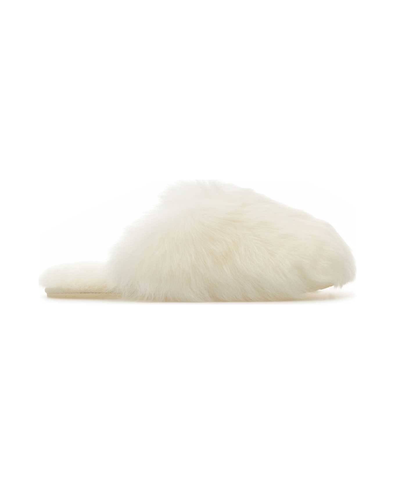 UGG White Shearling Scuffette Slippers - White