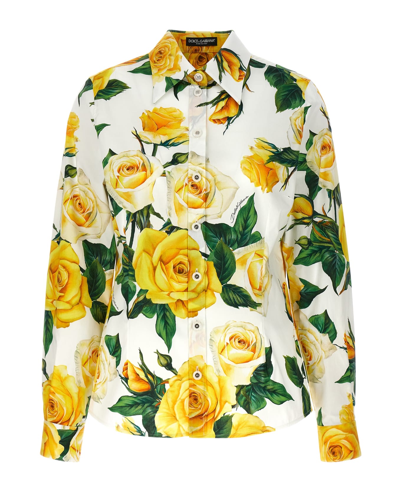 Dolce & Gabbana Rose Gialle Shirt - Vo Rose Gialle Bianco