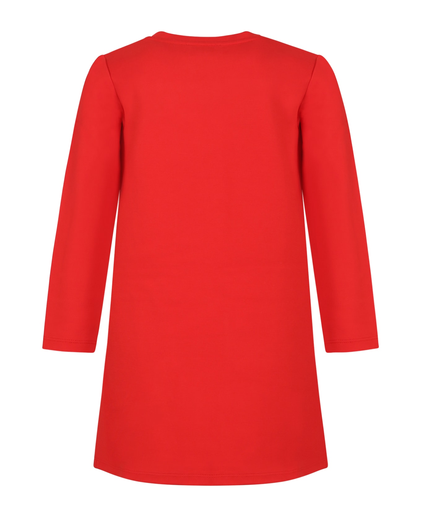 Rykiel Enfant Red Dress For Girl With Logo - Red ワンピース＆ドレス