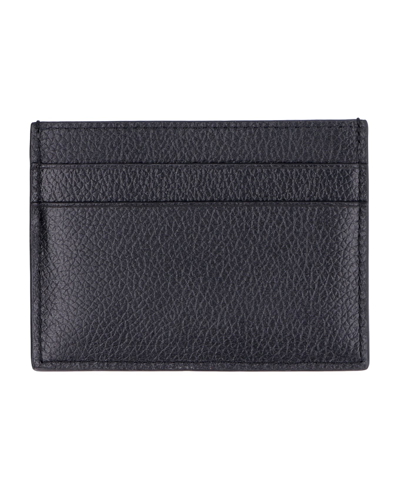 Balenciaga Pebbled Calfskin Card Holder - BLACK