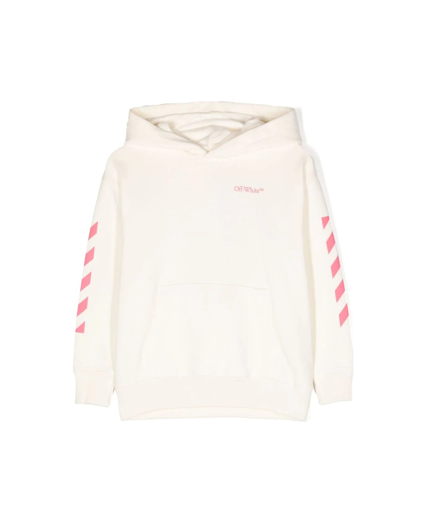 Off-White White Slim Hoodie With Arrow Motif And Diagonal - White