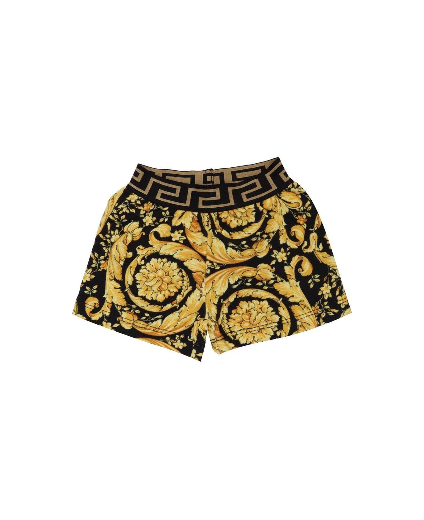 Young Versace Baroque Pattern Shorts - Giallo