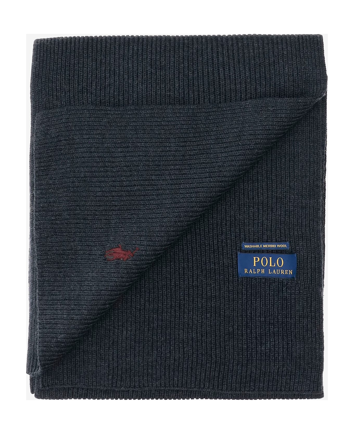 Ralph Lauren Wool Scarf With Logo - DARK GRANITE HTHR スカーフ