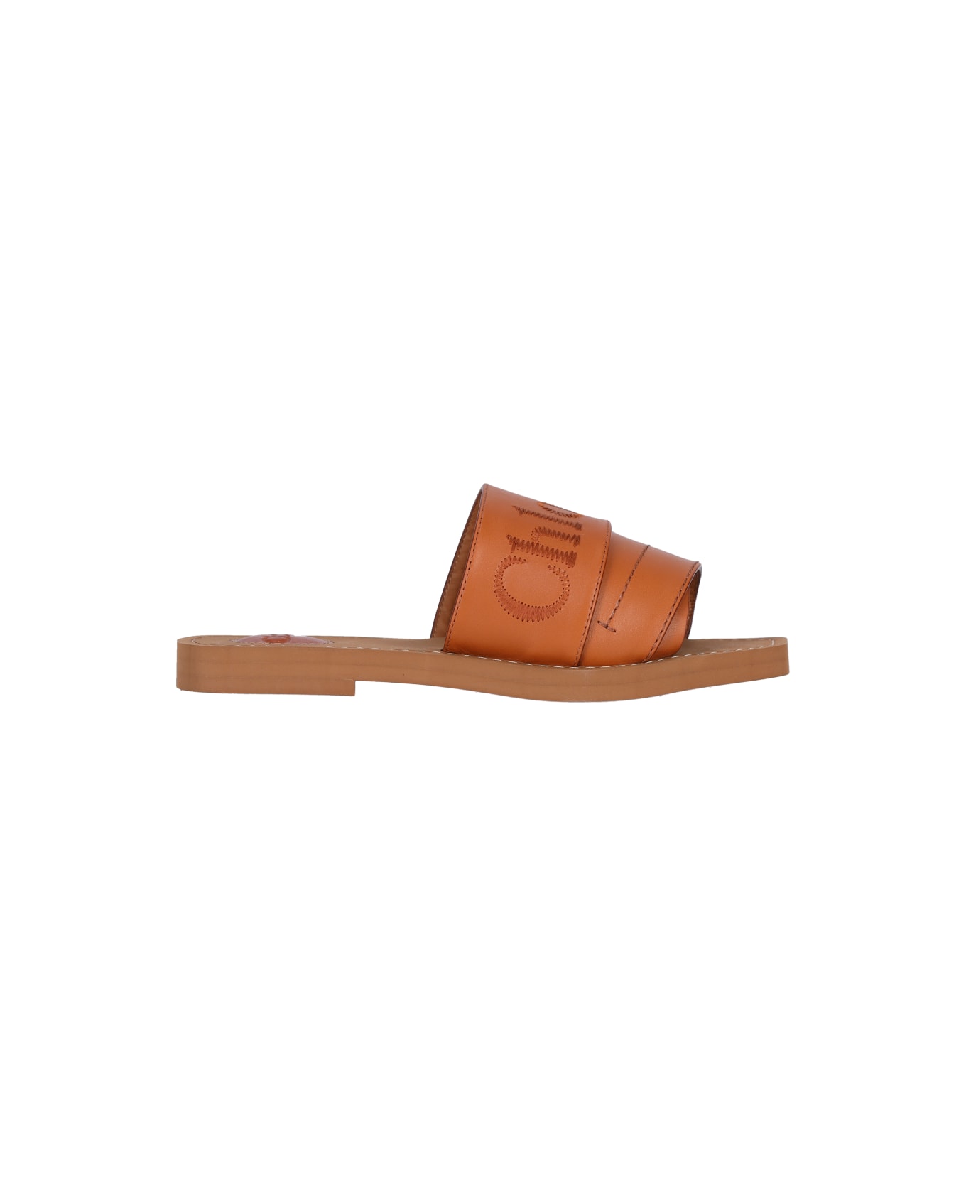 Chloé Leather 'woody' Slides - Brown