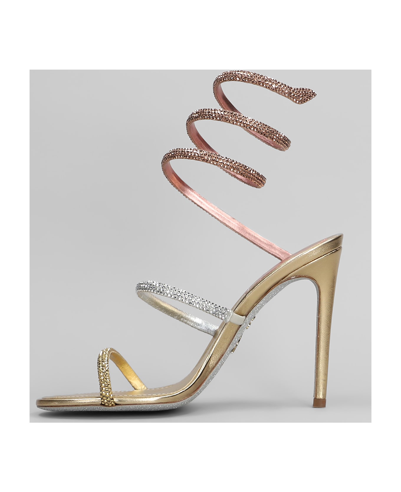 René Caovilla Trigold Sandals In Gold Leather - gold