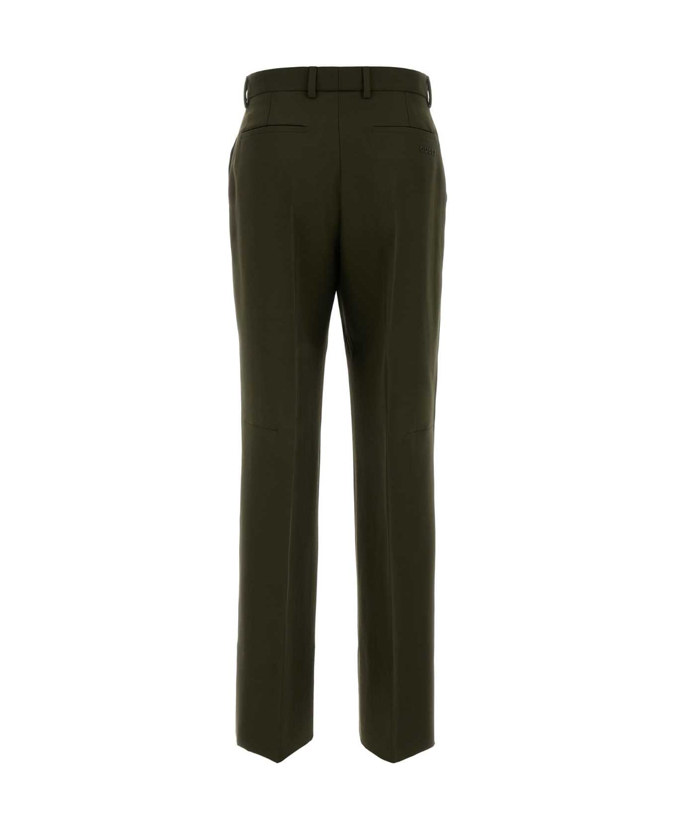 Gucci Olive Green Wool Blend Pant - GREEN