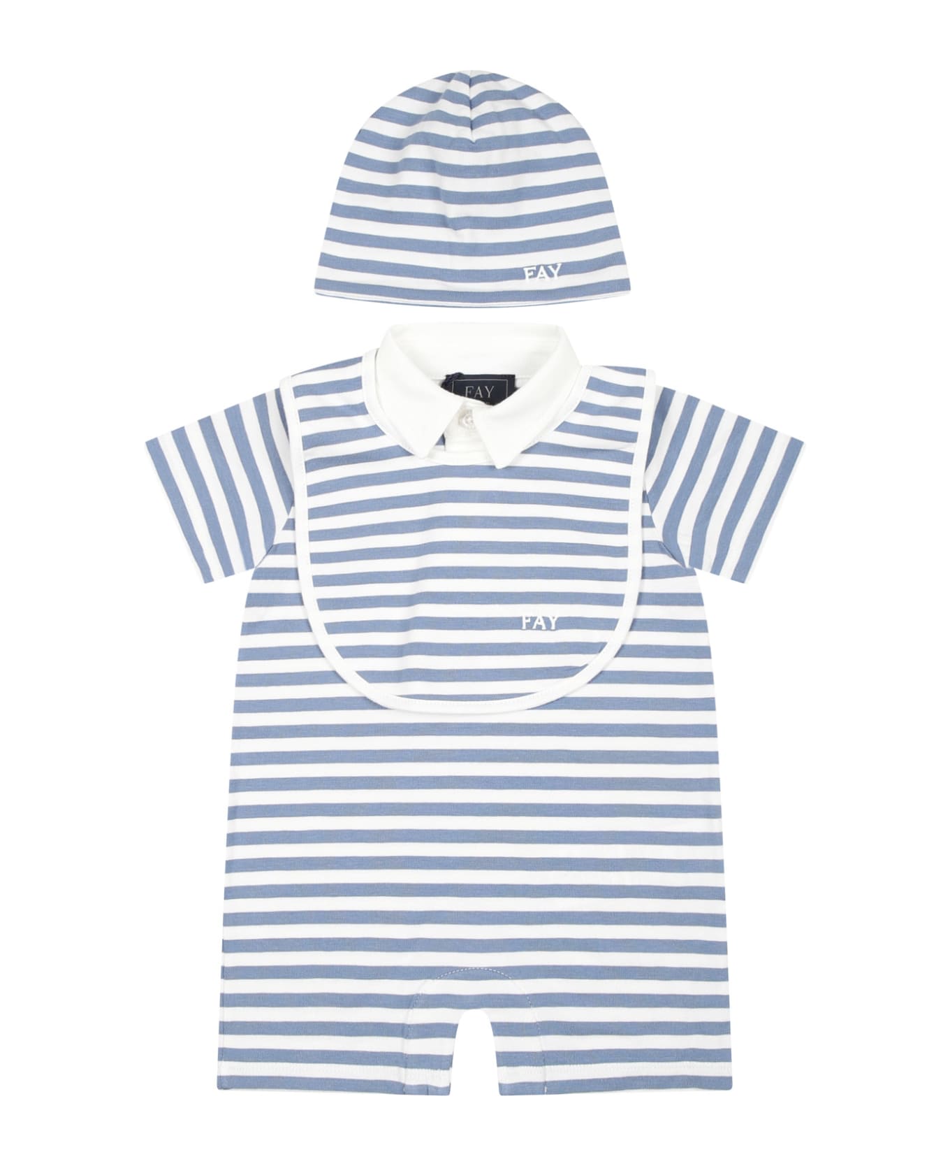 Fay Light Blue Suit For Baby Boy With Logo - Light Blue ボディスーツ＆セットアップ