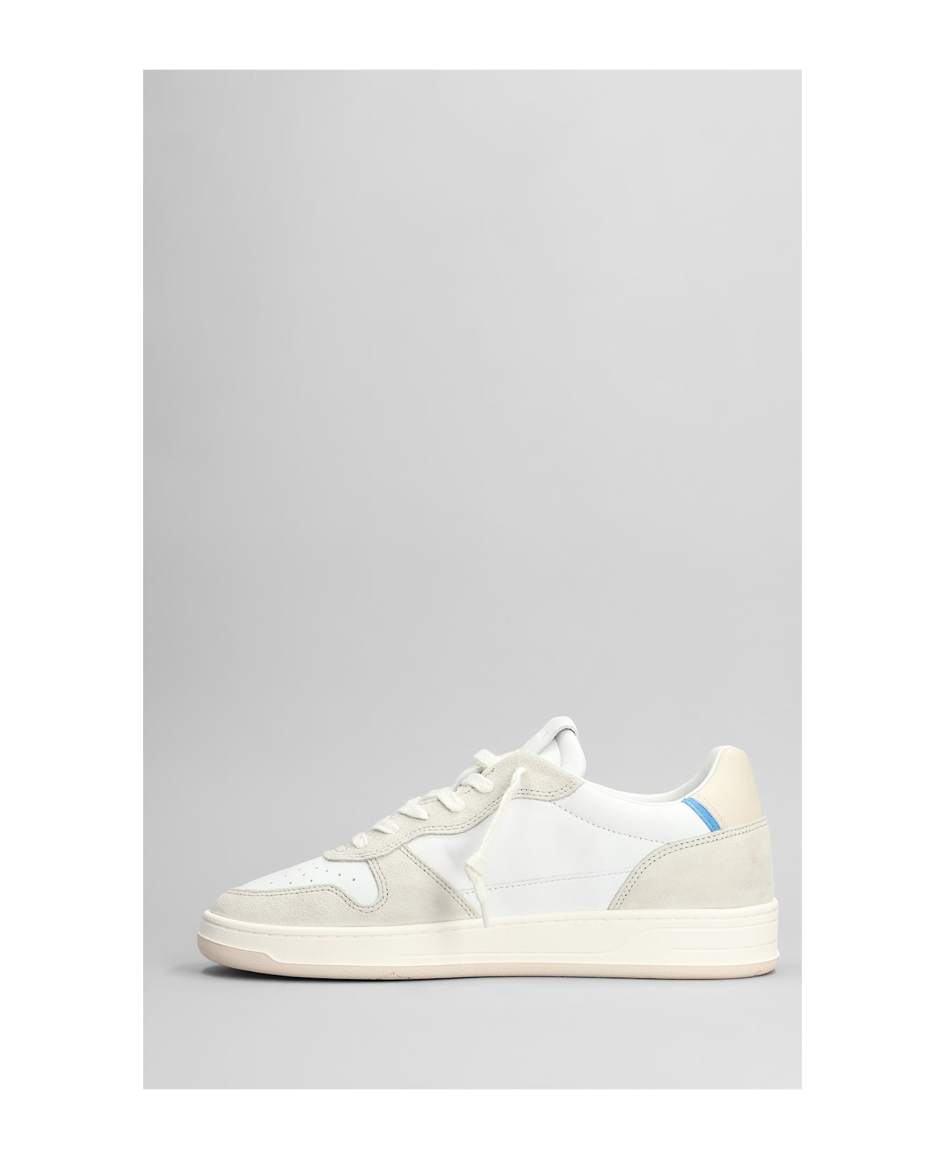 D.A.T.E. Court 2.0 Vintage Sneakers In White Suede And Leather - White