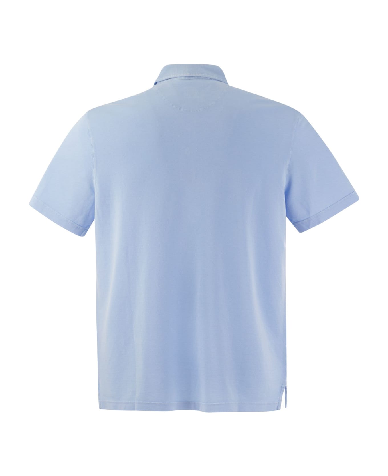 Fedeli Short-sleeved Cotton Polo Shirt - Light Blue