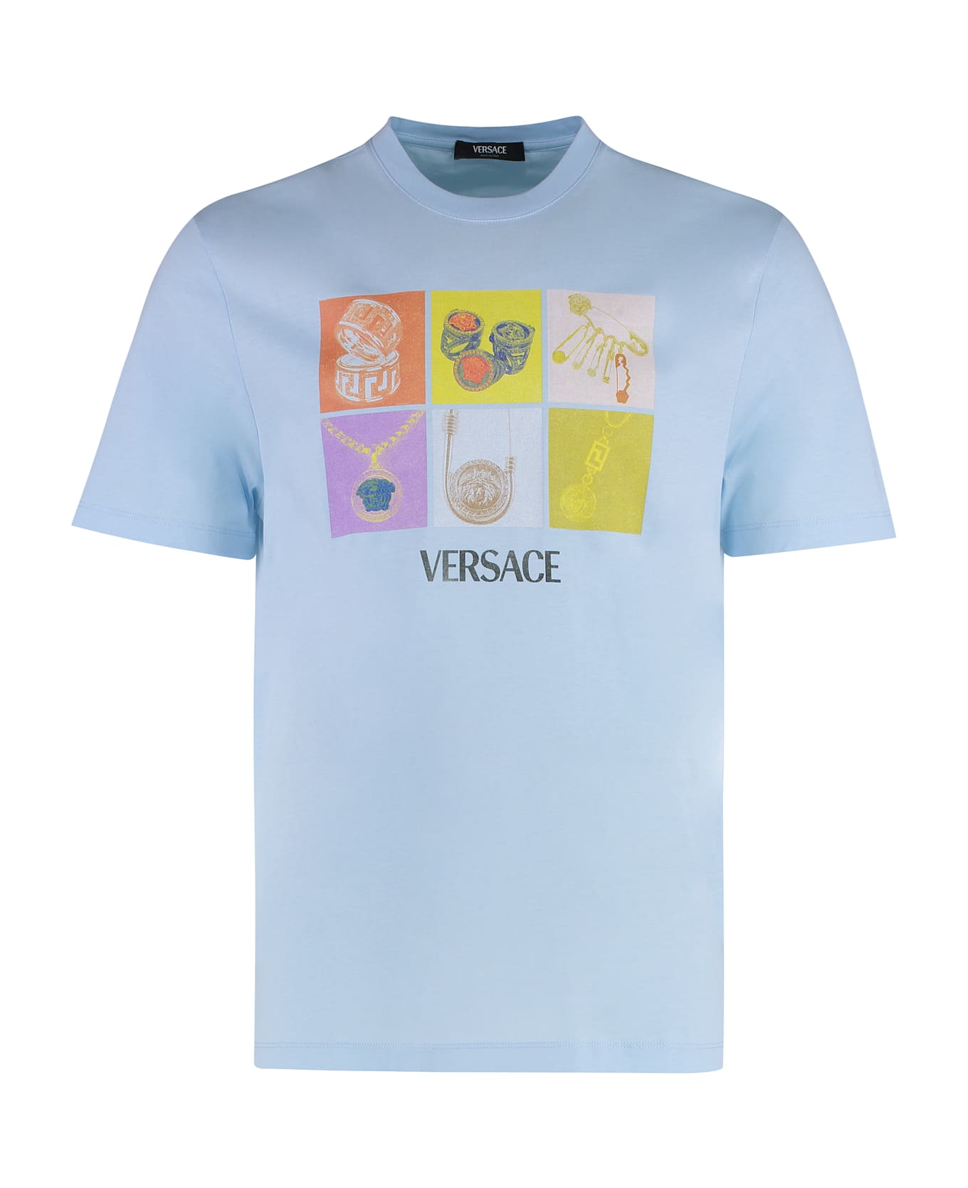 Versace Cotton Crew-neck T-shirt - Light Blue