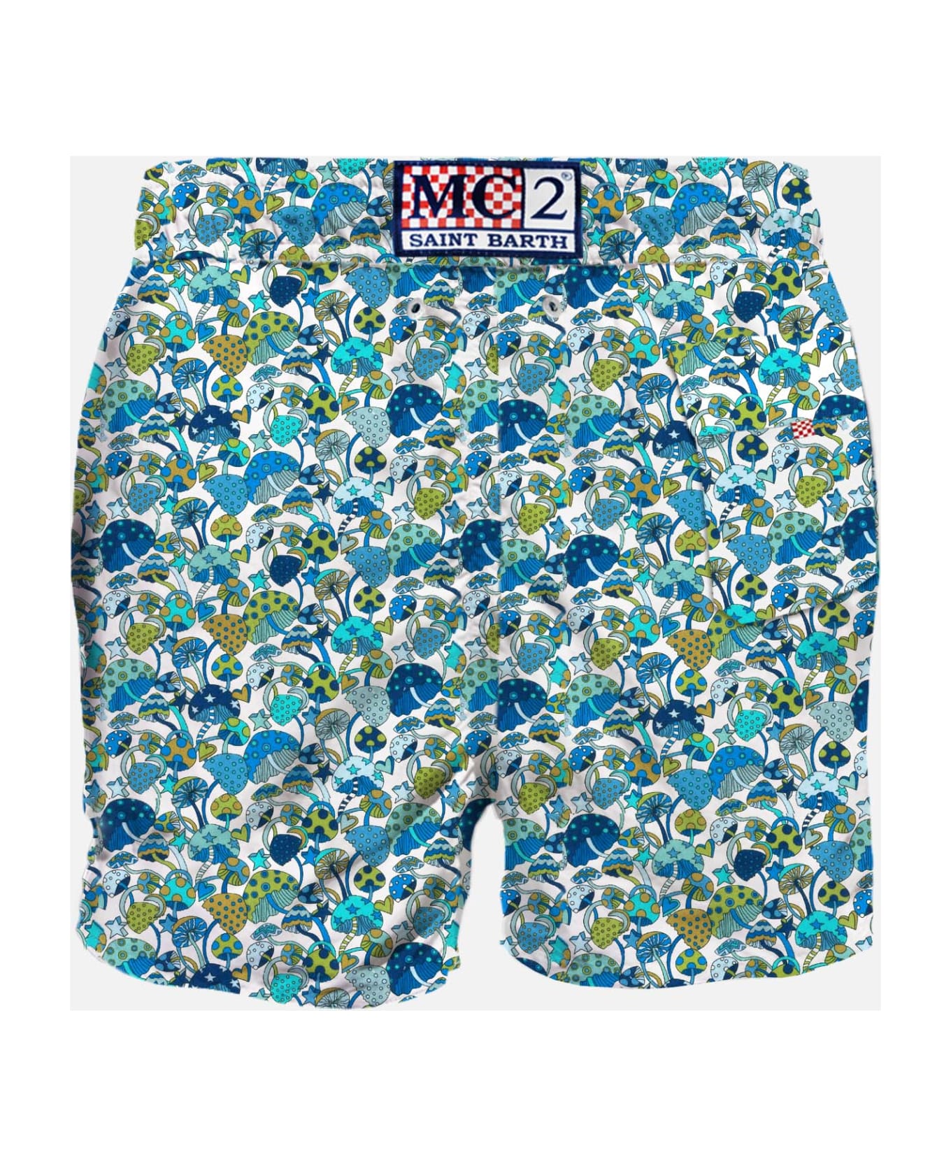 MC2 Saint Barth Man Classic Swim Shorts With Mushroom Print | Made With Liberty Fabric - BLUE
