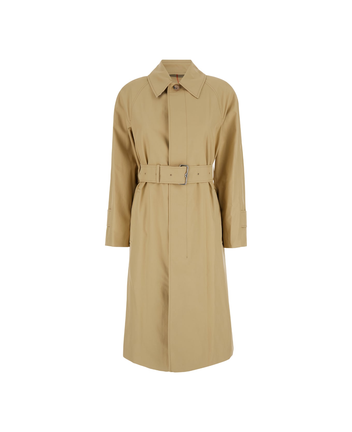 Burberry Beige Trench Coat With Matching Belt In Cotton Woman - Beige コート