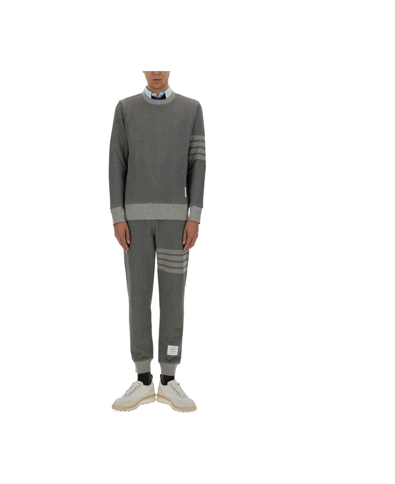 Thom Browne Cotton And Silk Pants - GREY