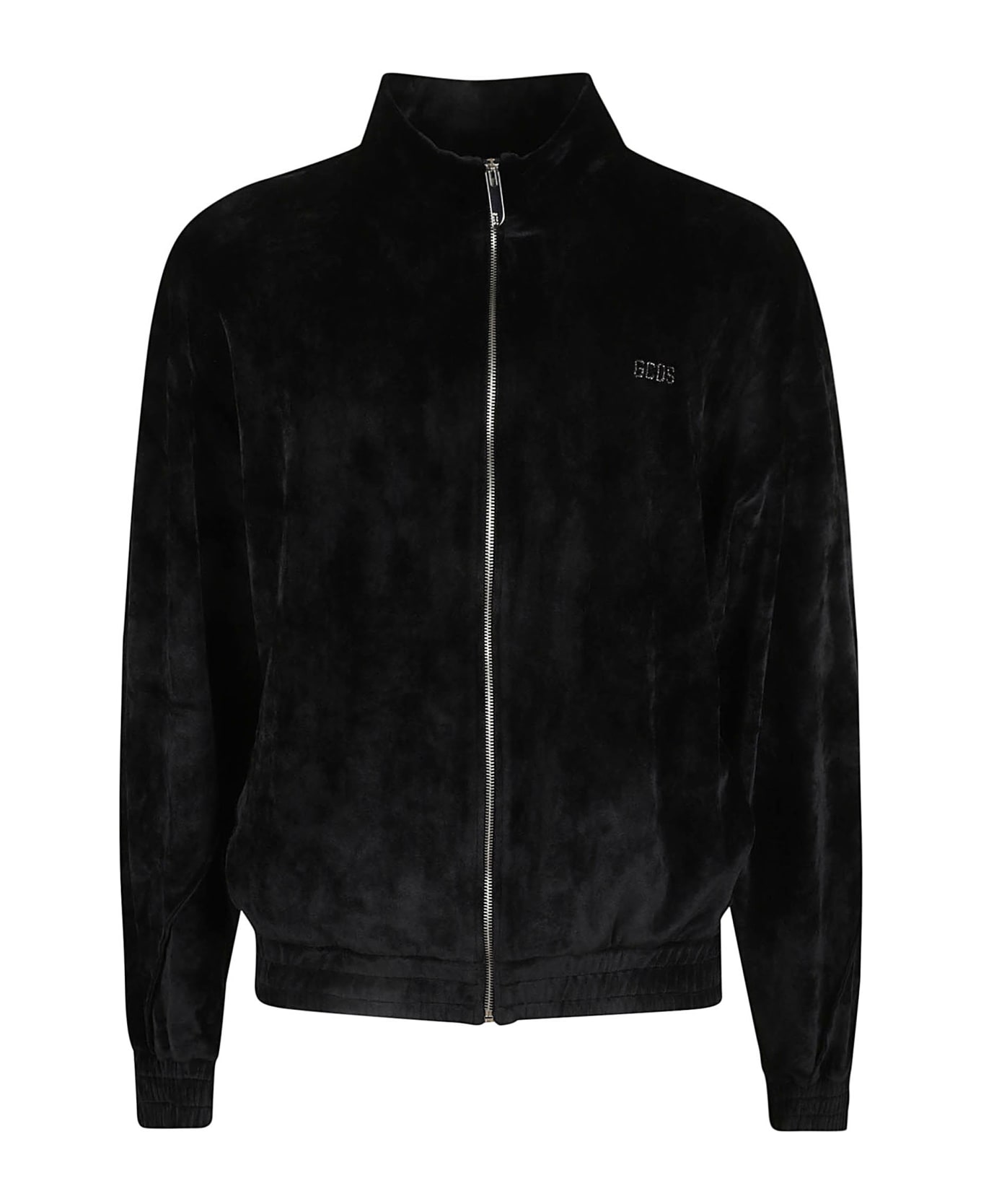 GCDS High-neck Logo Embellished Zip Jacket - Black