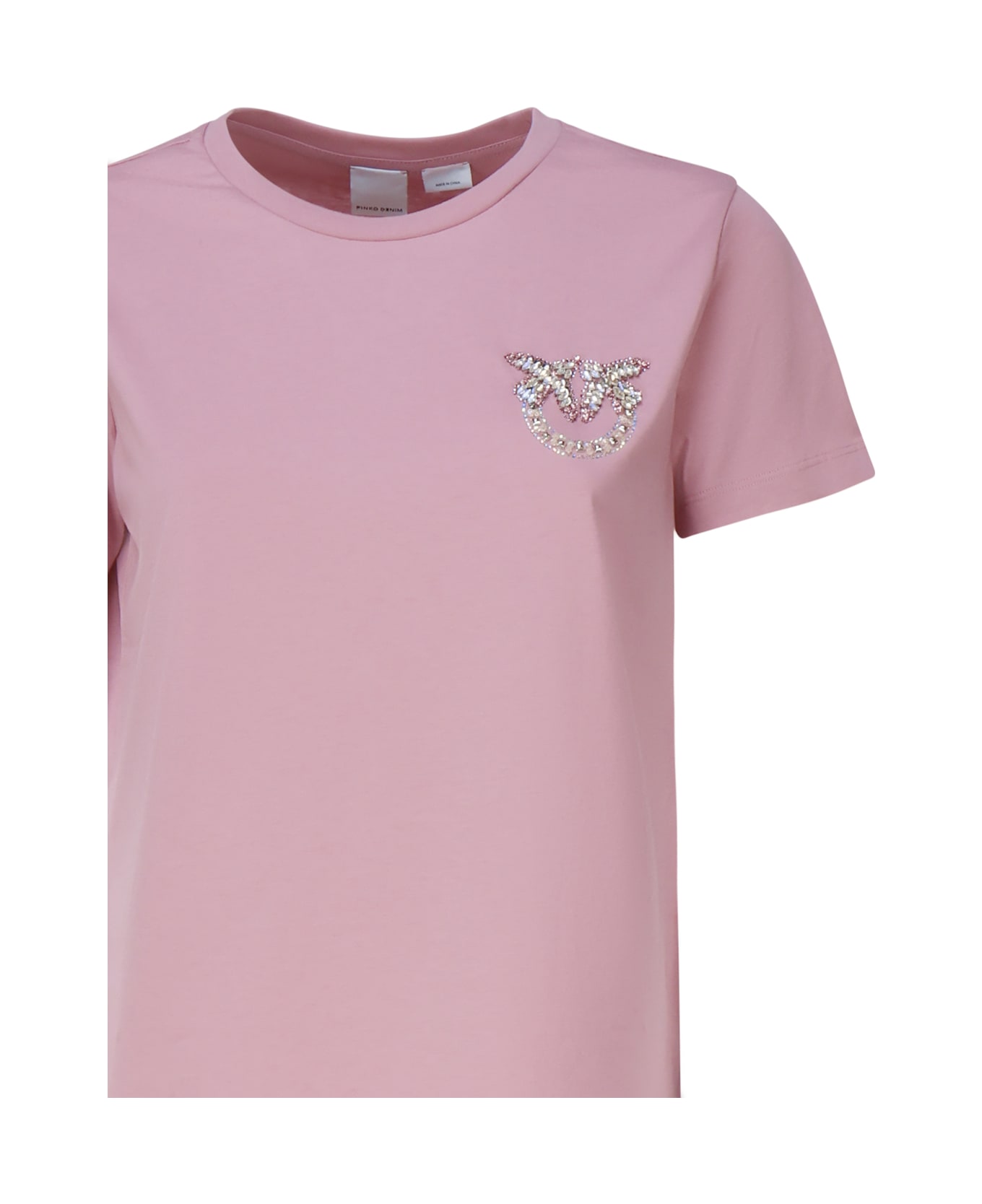 Pinko Love Birds Mini Logo Embroidery T-shirt - Pink