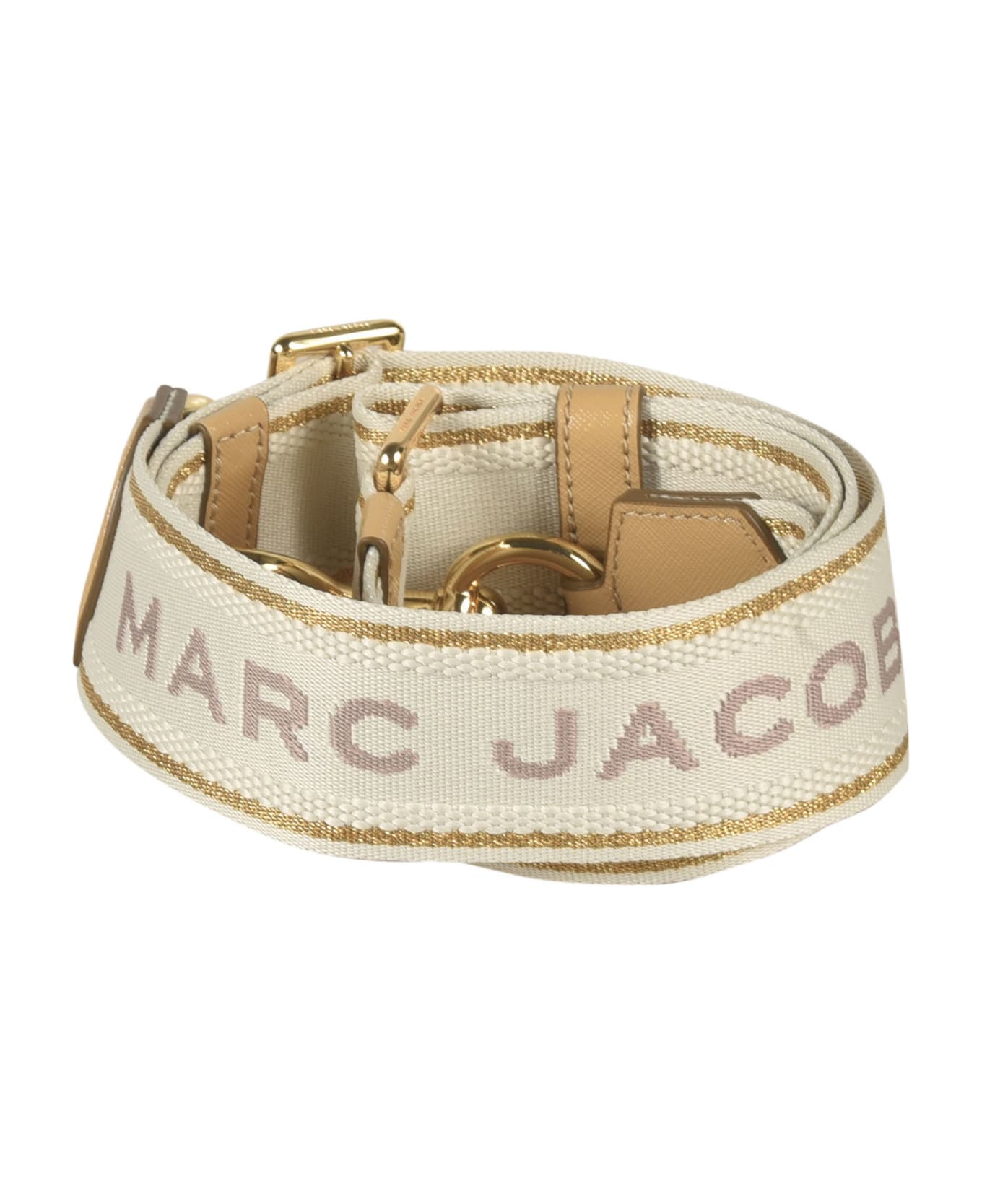 Marc Jacobs The Thin Outline Logo Webbing Strap - Beige