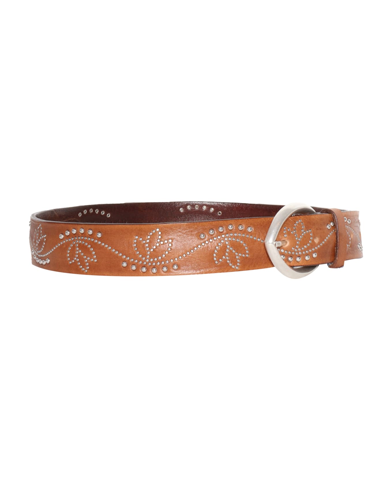 Orciani Leather Belt With Studs - BROWN