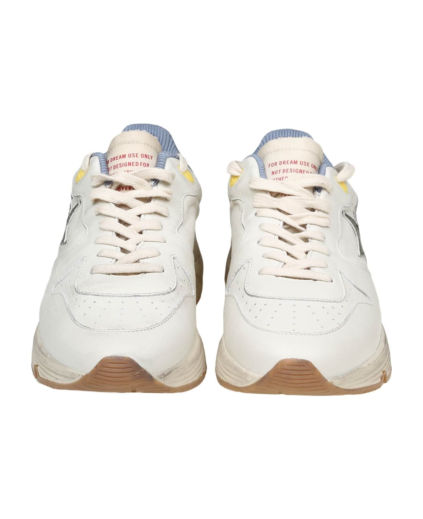 Golden Goose Running Sole Padded Sneakers - White/Green/Powder Blue