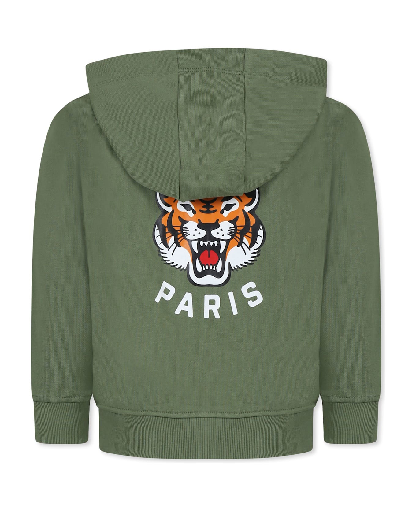 Kenzo Kids Green Sweatshirt For Boy With Lucky Tiger - Green
