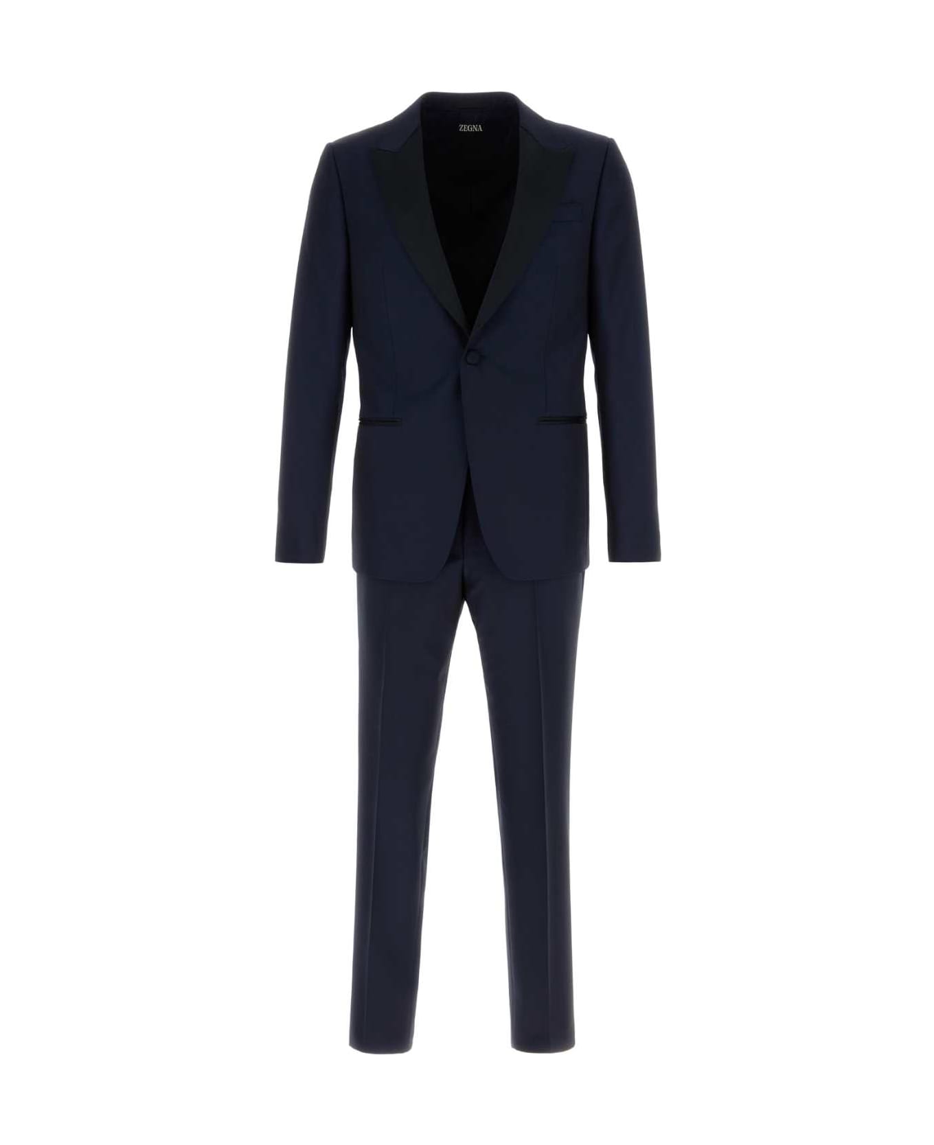 Zegna Navy Blue Wool Blend Tuxedo - 8R