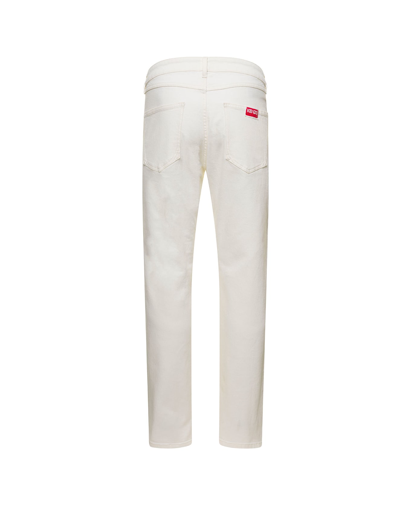 Kenzo Jeans With Logo Patch - BLEACHEDWHITE
