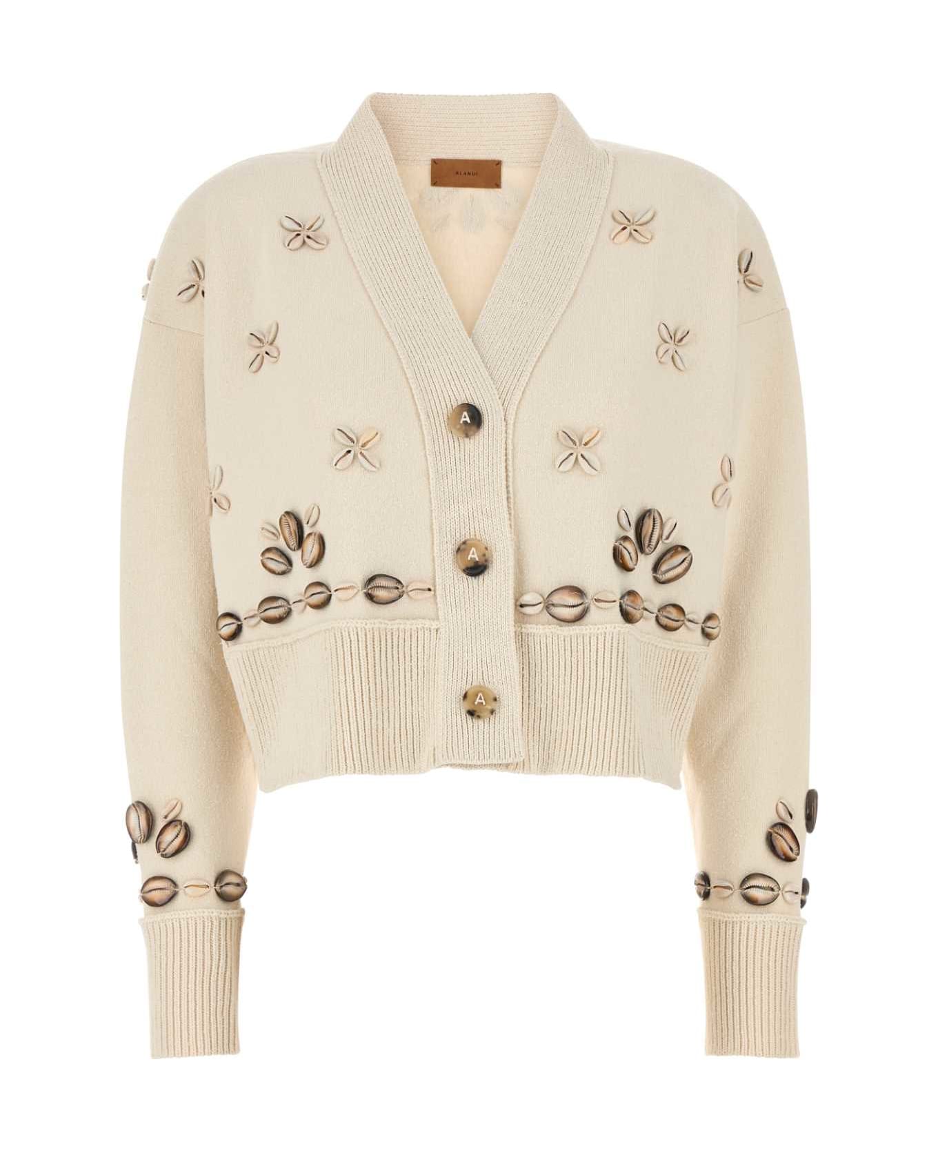 Alanui Ivory Silk Blend Oversize Ocean Dream Cardigan - CHALK