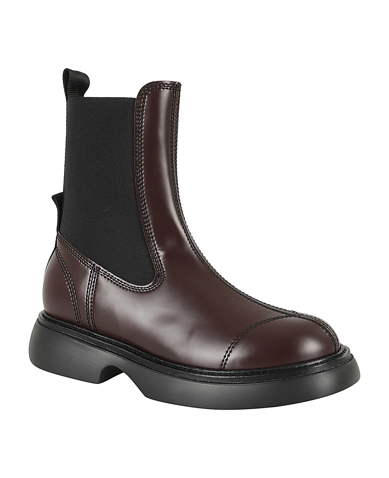 Ganni Everyday Mid Chelsea Boot Patent - Chocolate Fondant